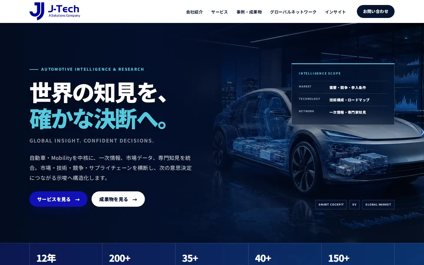 リニューアル後のJ-Techサイトのデスクトップ画面